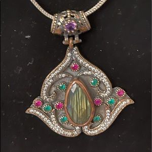 Silver pendant with multiple stones 2,5”